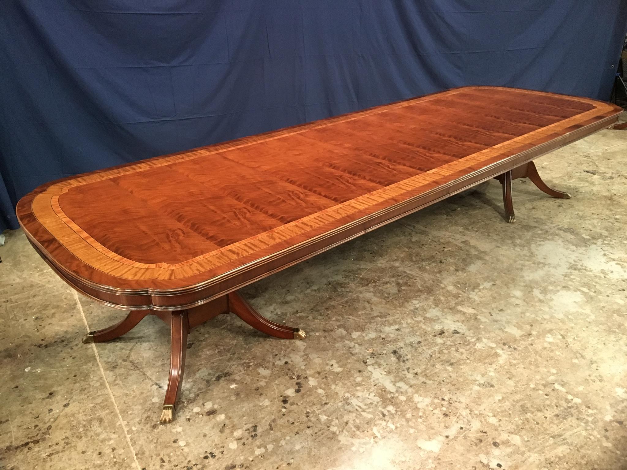 American Custom Large Scallop Cornered Georgian Style Dining Table by Leighton Hall For Sale