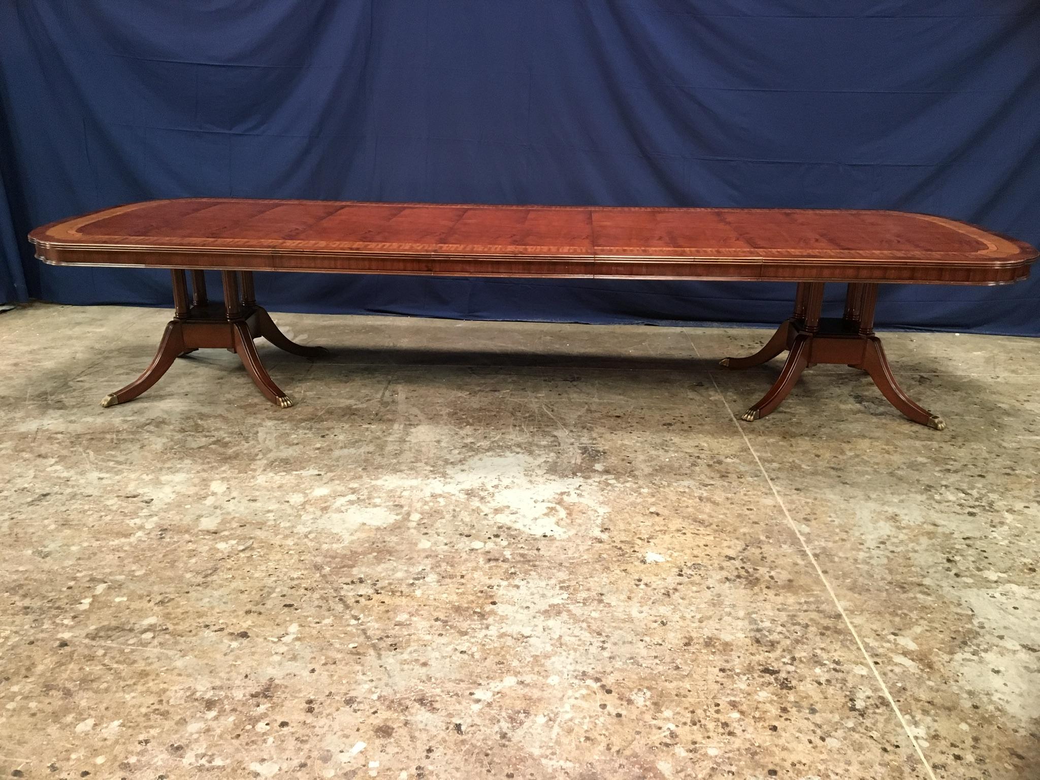 Tulipwood Custom Large Scallop Cornered Georgian Style Dining Table by Leighton Hall For Sale