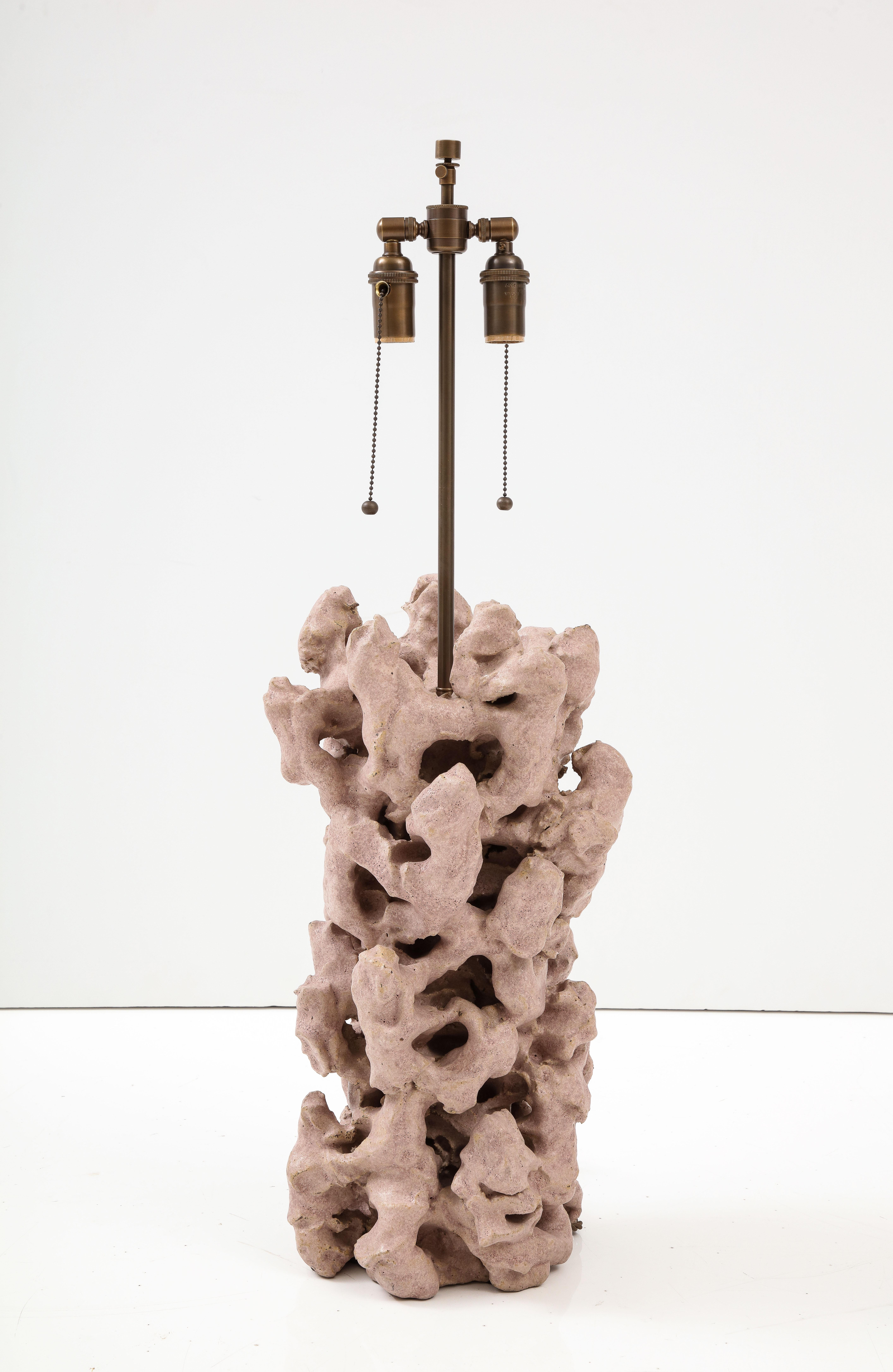 Custom Large Ceramic Scholar Rock Lamp by Peter Lane In Excellent Condition For Sale In New York City, NY