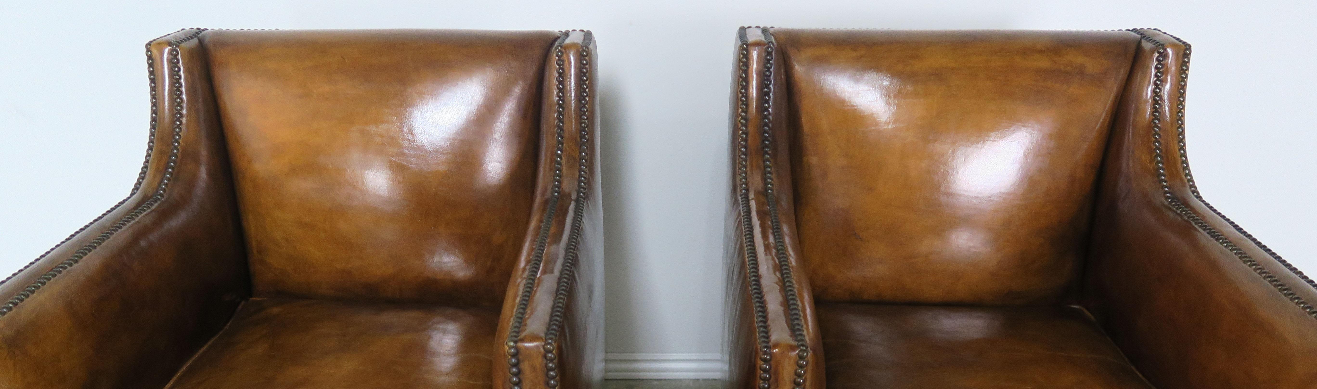 Custom Leather Armchairs by Melissa Levinson im Zustand „Starke Gebrauchsspuren“ in Los Angeles, CA