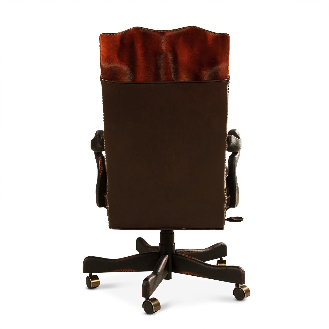 Georgian Custom Leather Office Chair For Sale