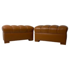 Custom Leather Ottomans Style of De Sede