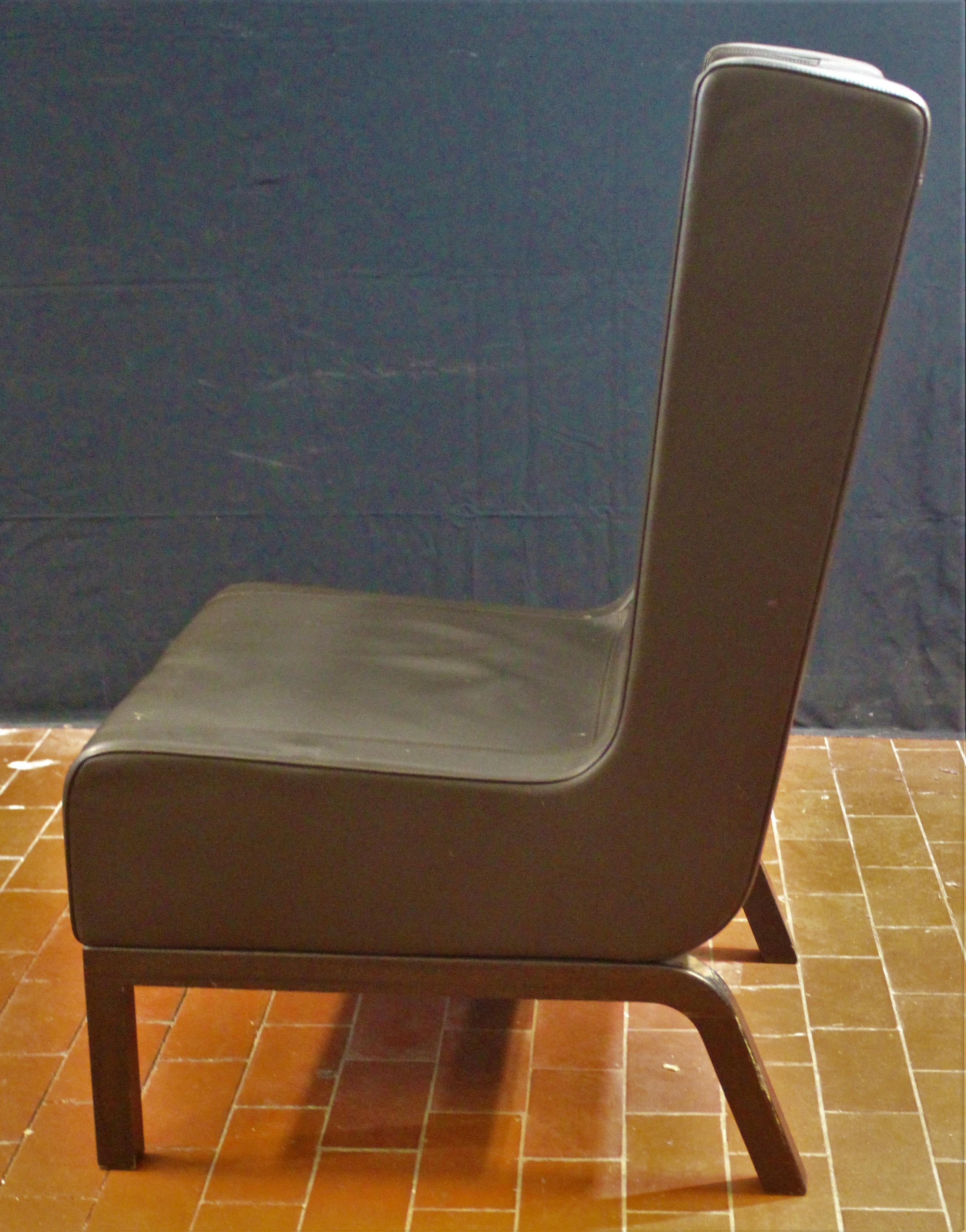American Custom Leather Side Chair in a Rich Brown Leather For Sale
