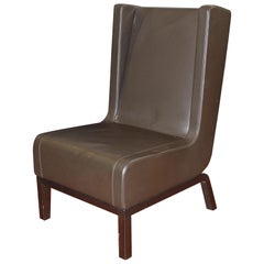 Custom Leather Side Chair in a Rich Brown Leather