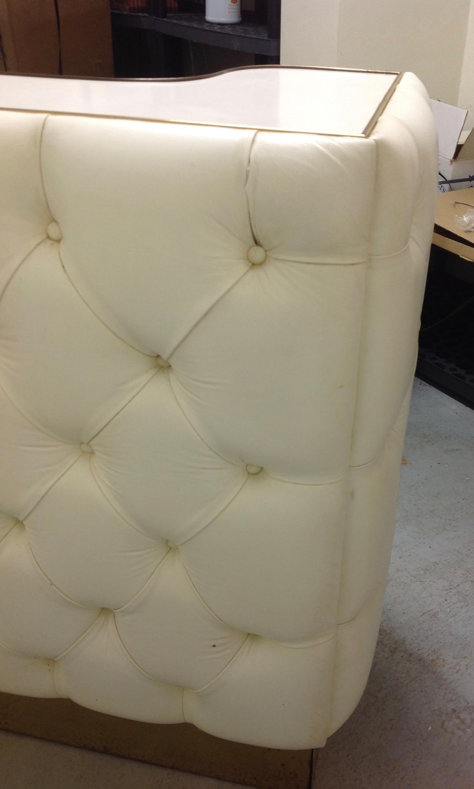 Custom Leather Upholstered Midcentury Bar 7