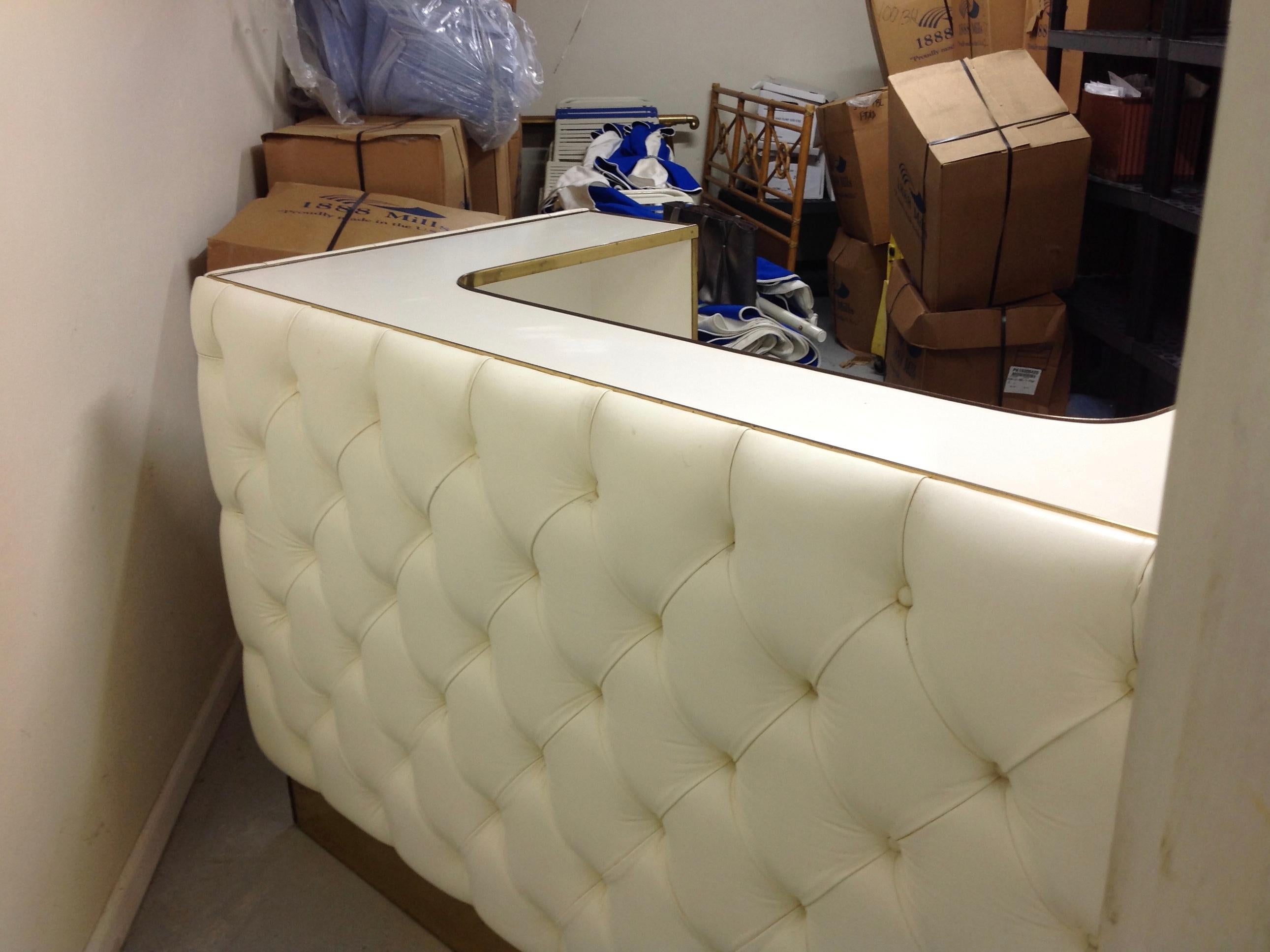 Custom Leather Upholstered Midcentury Bar 8