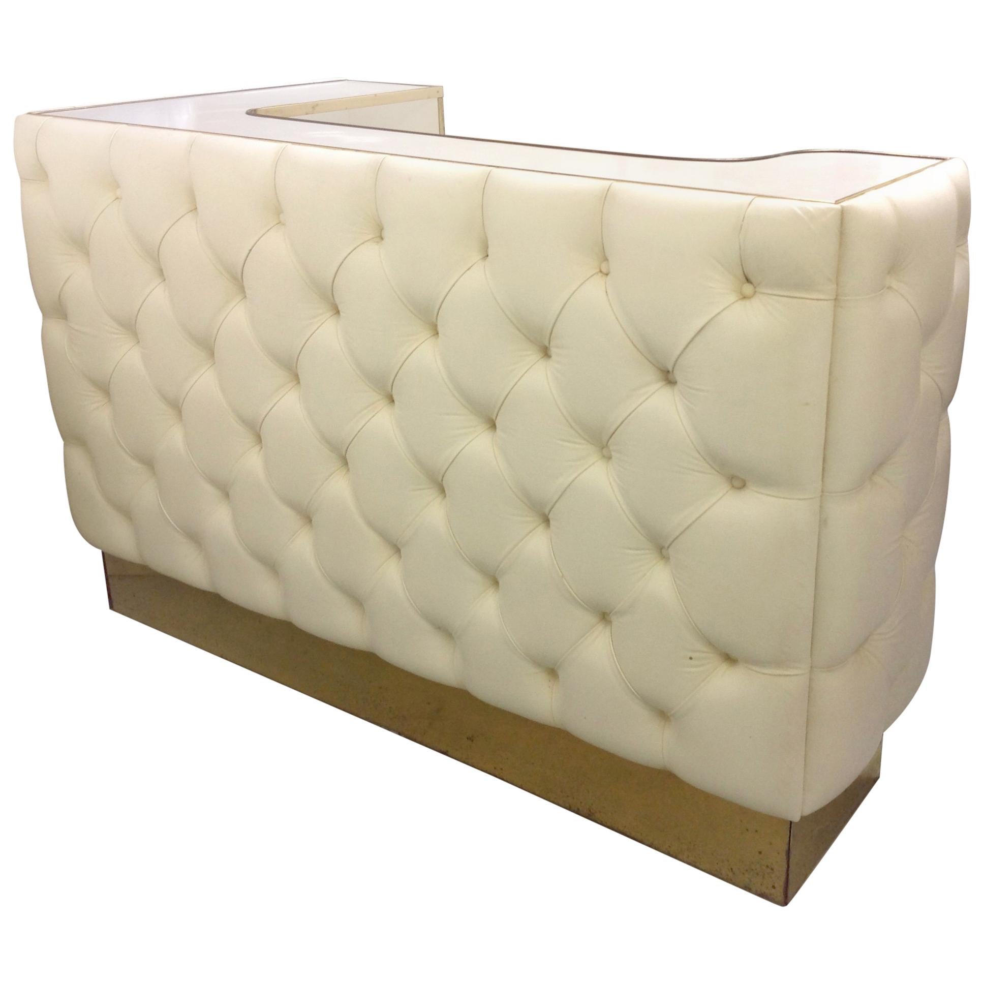 Custom Leather Upholstered Midcentury Bar
