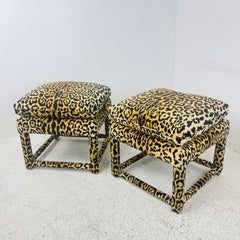 Custom Leopard Parsons Style Ottoman