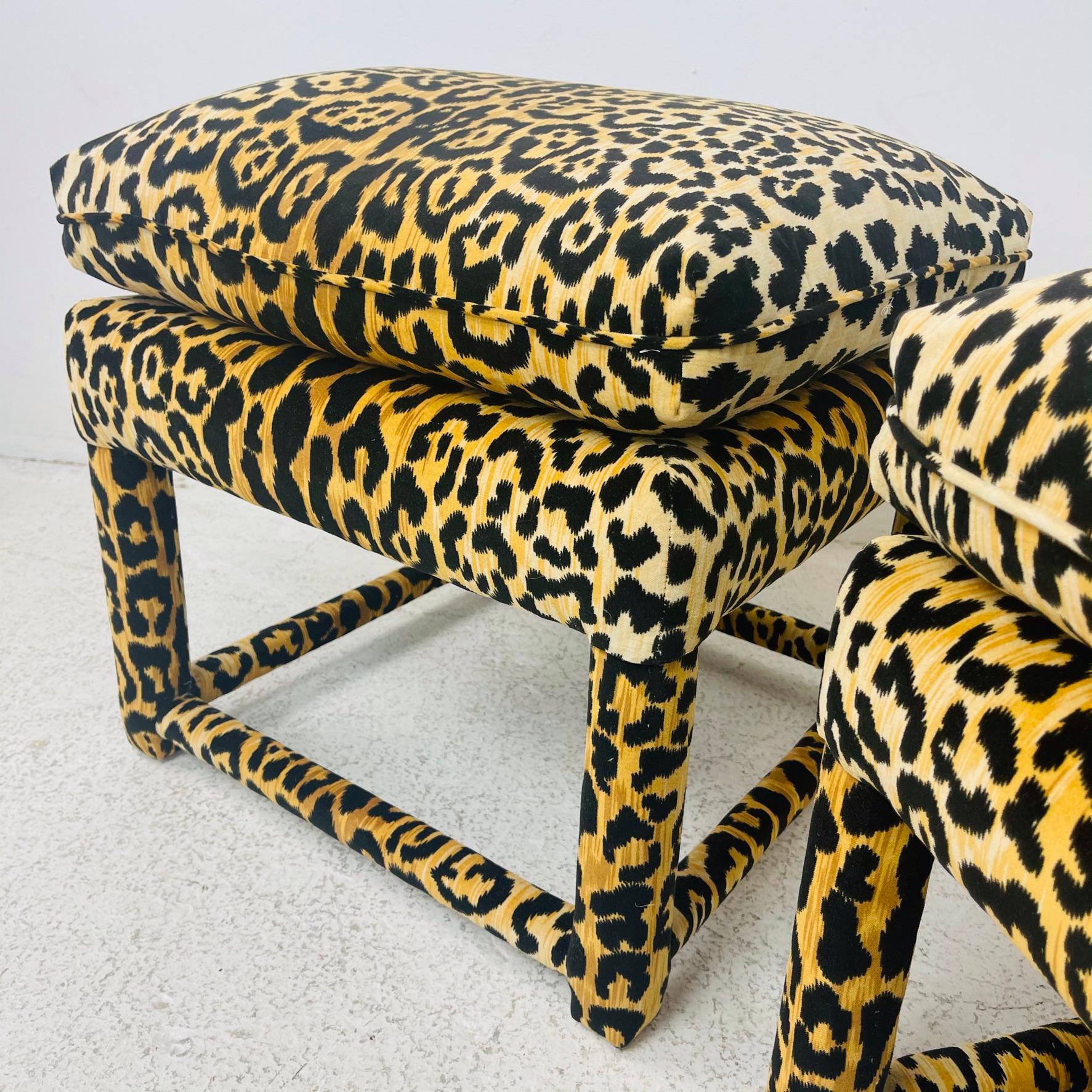 Custom Leopard Parsons Style Ottoman For Sale 1