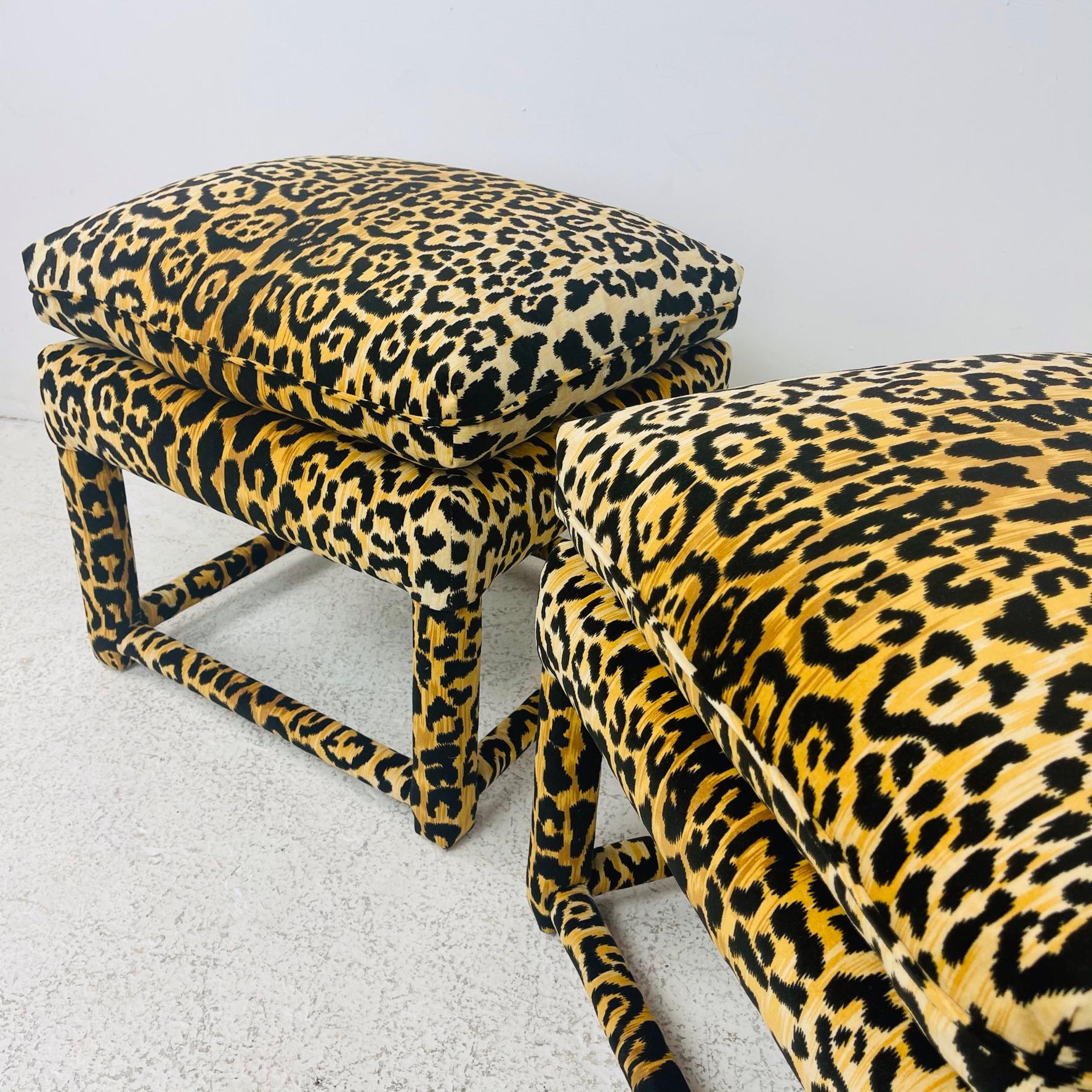 Custom Leopard Parsons Style Ottoman For Sale 2