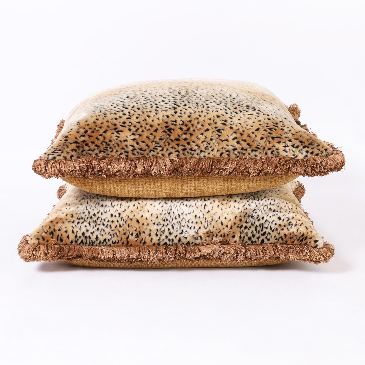 Hand-Crafted Custom Leopard Print Oversize Pillows, Priced Individually For Sale
