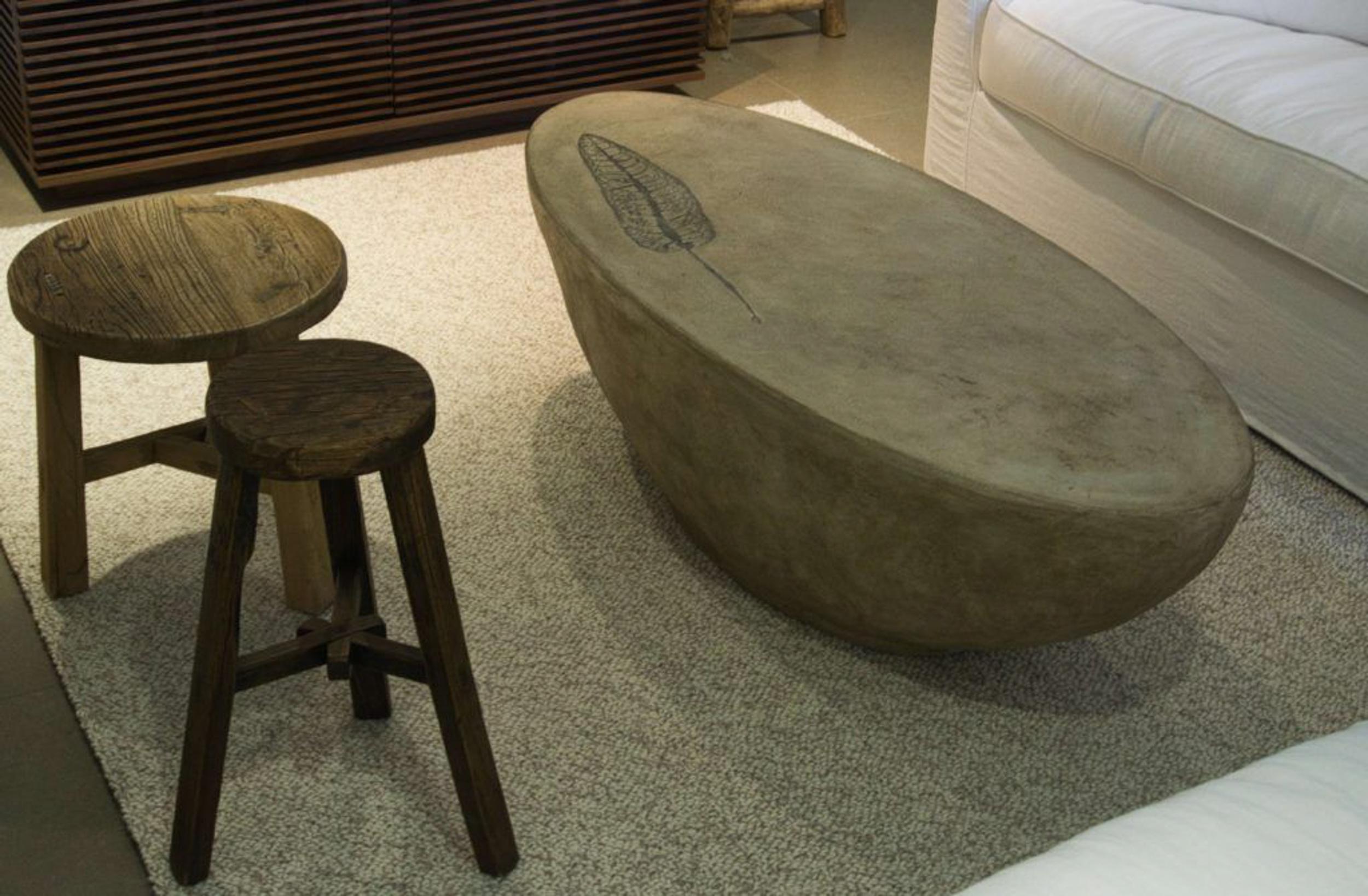 Cast Custom Lightweight Oval Concrete Oasis Coffee or Cocktail Table For Sale