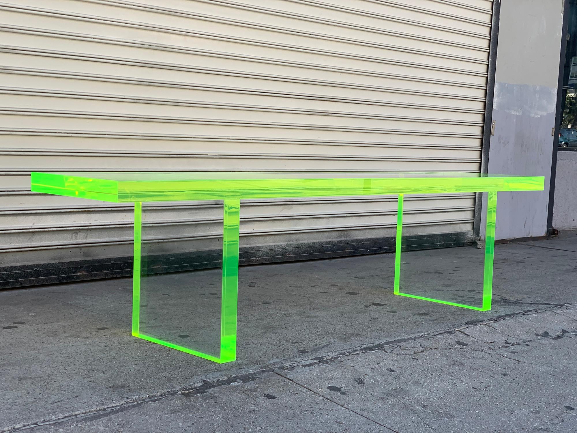 Custom Lime Green Lucite Bench by Cain Modern 5