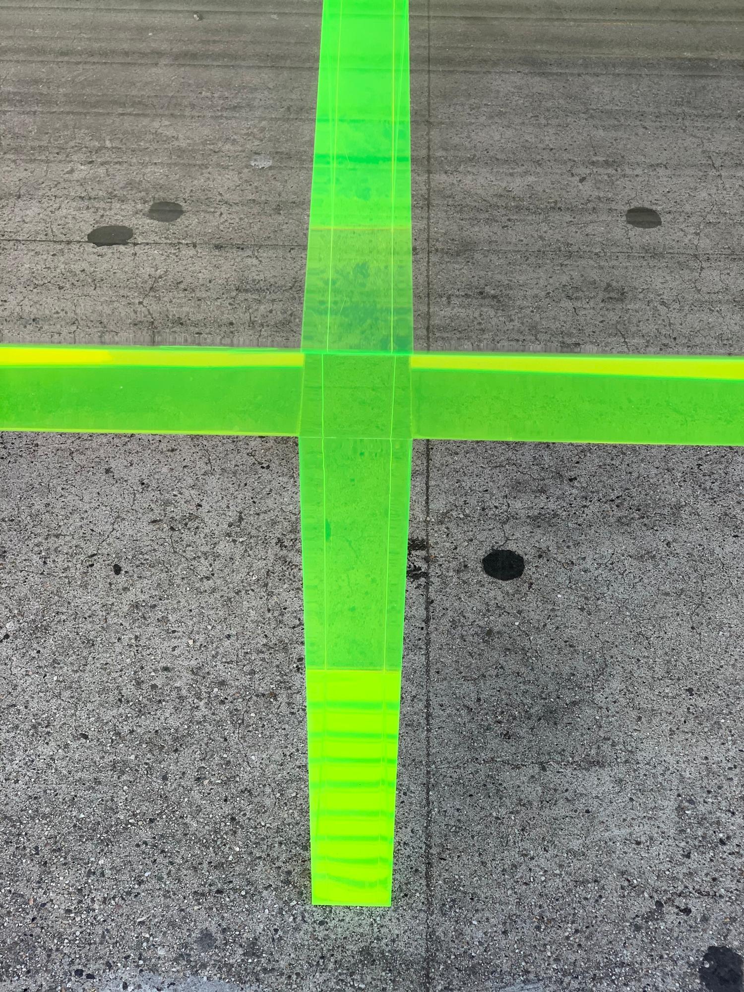 Custom Lime Green Lucite Bench by Amparo Calderon Tapia For Sale 3