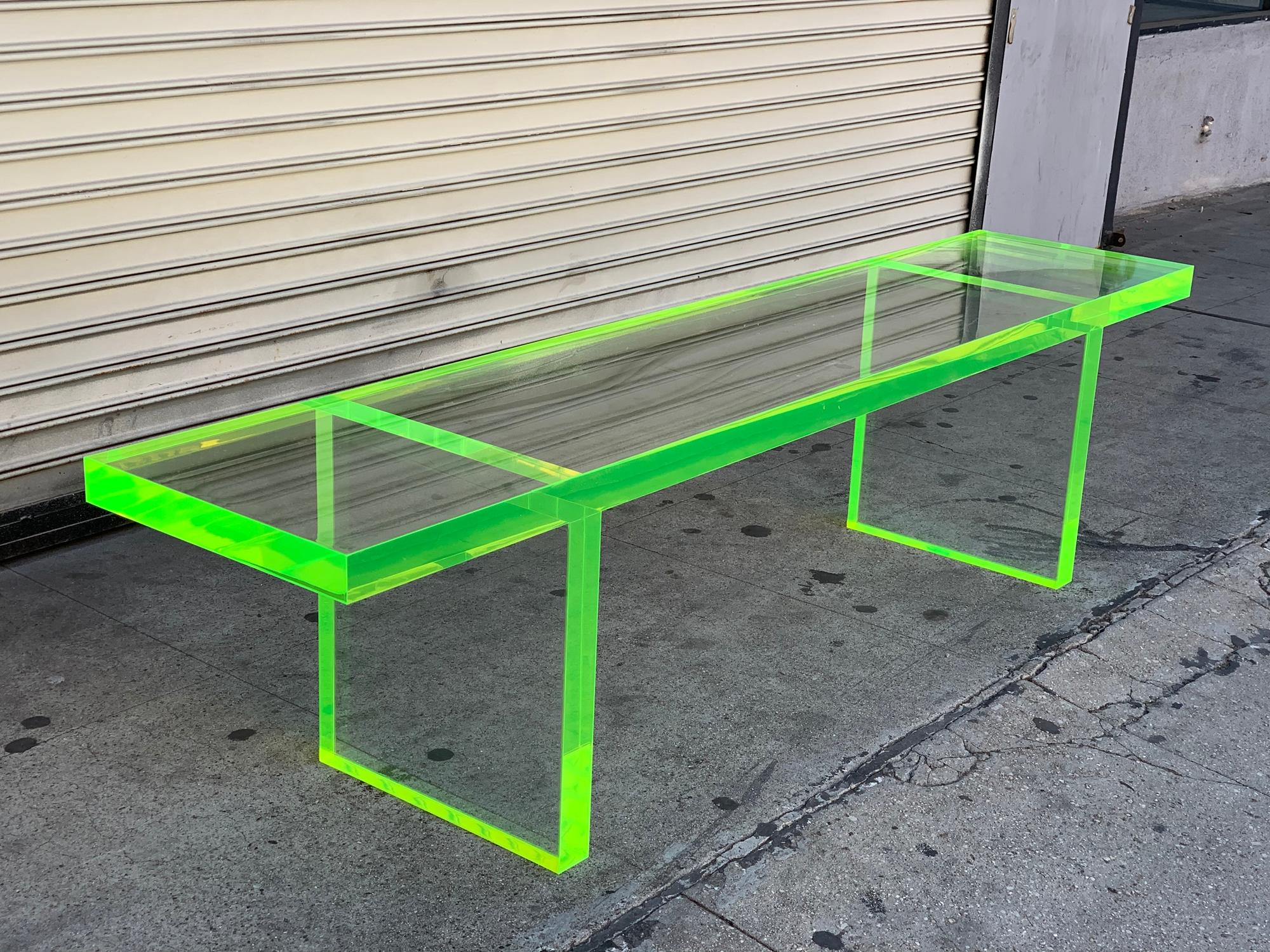 Custom Lime Green Lucite Bench by Cain Modern 6