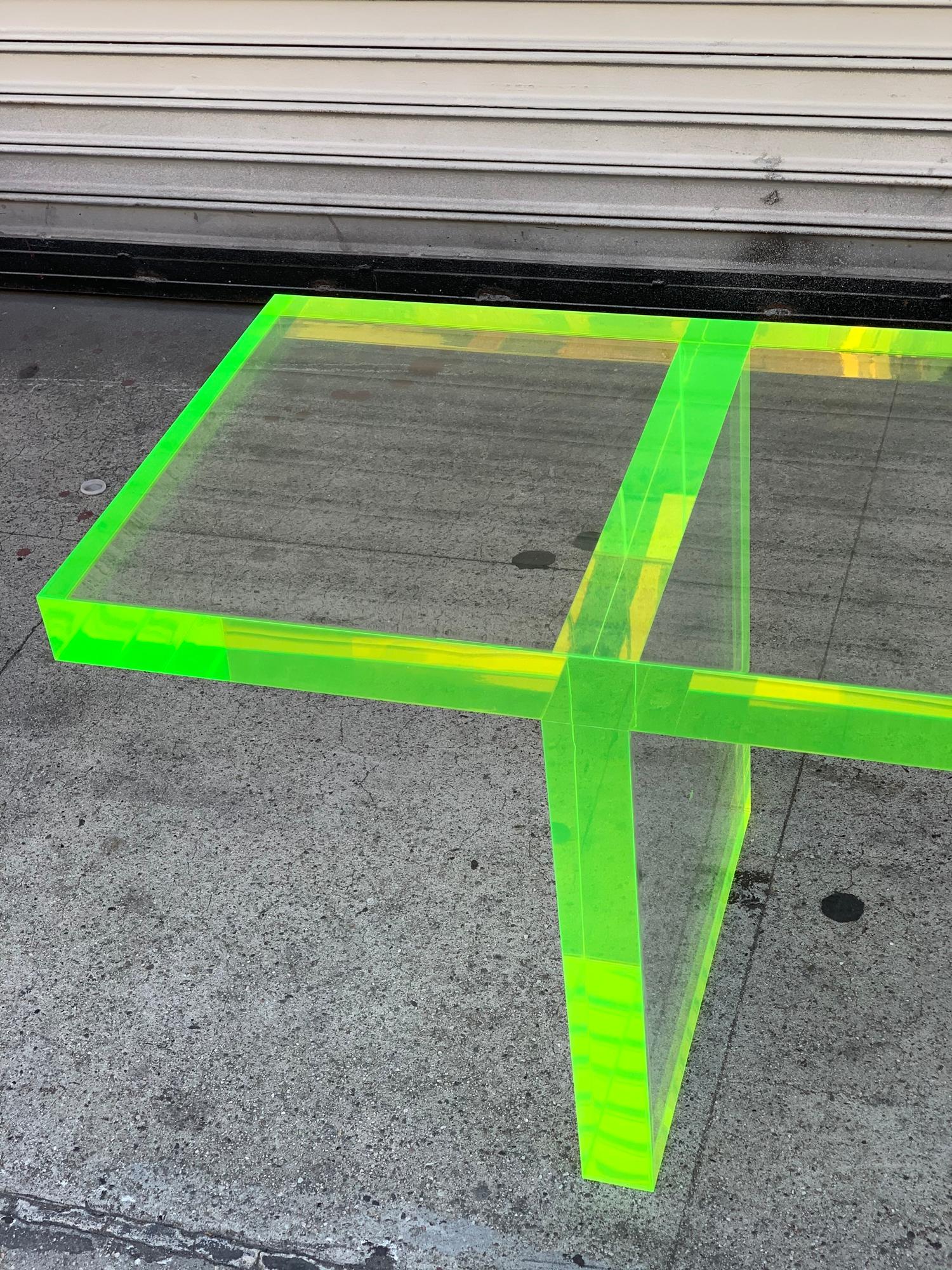 Custom Lime Green Lucite Bench by Amparo Calderon Tapia For Sale 4