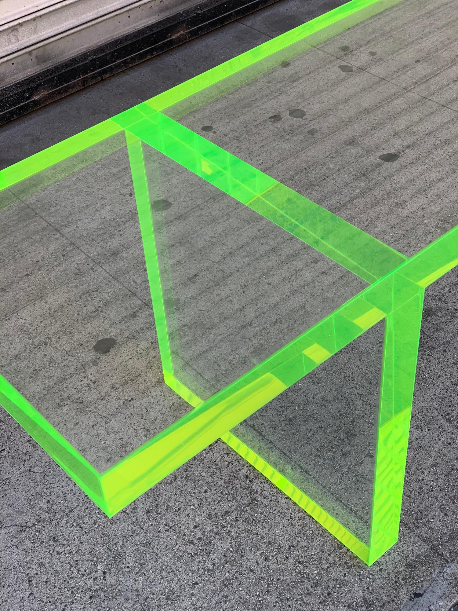 Custom Lime Green Lucite Bench by Amparo Calderon Tapia For Sale 5