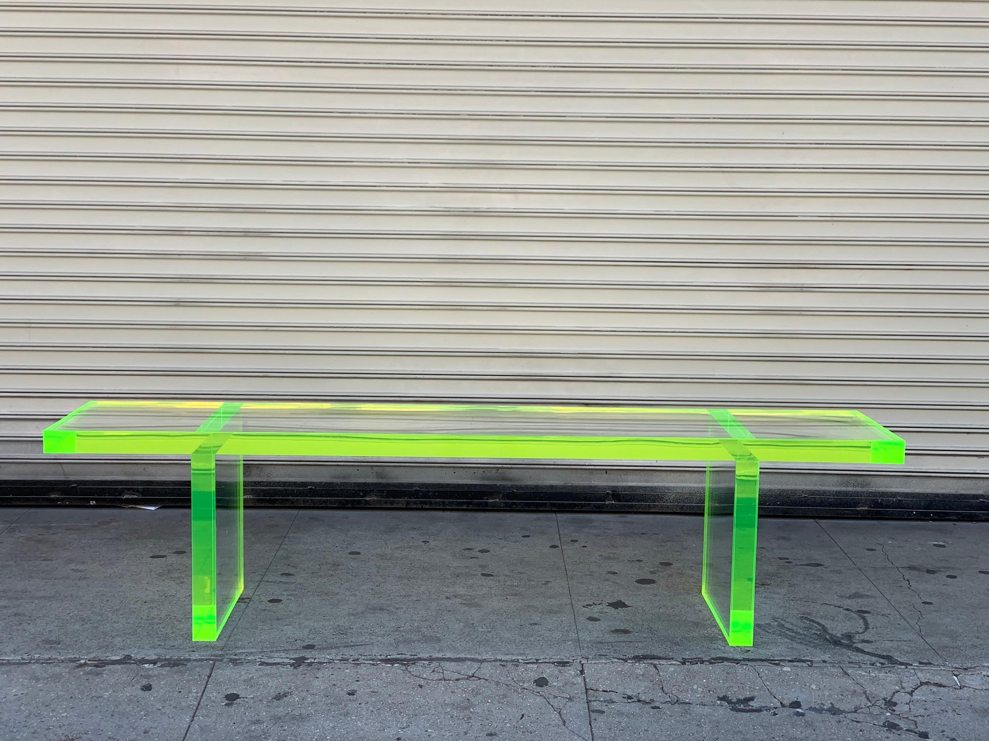 Custom Lime Green Lucite Bench by Cain Modern 8