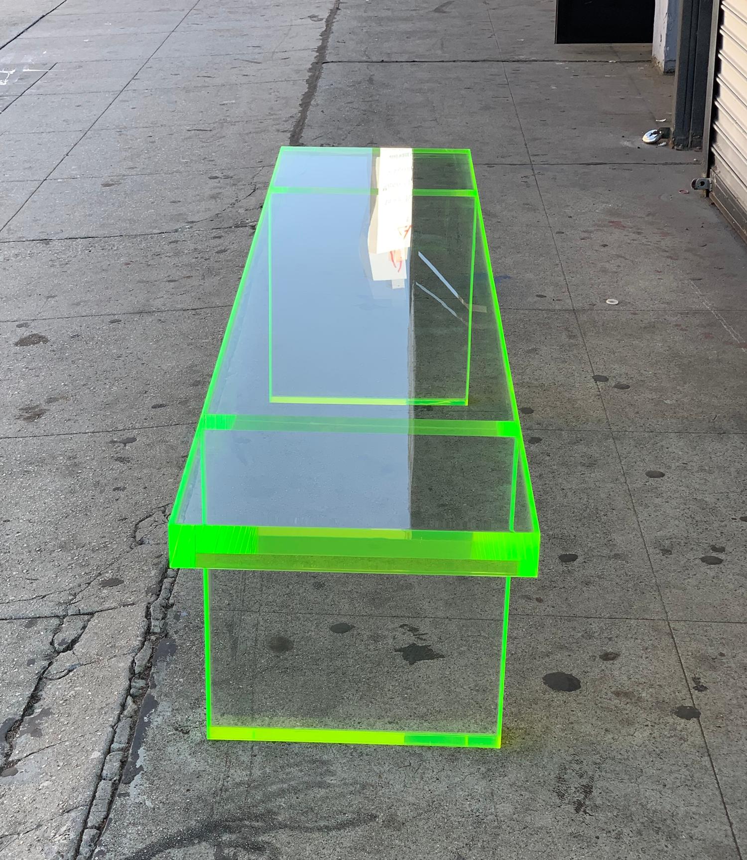 Custom Lime Green Lucite Bench by Cain Modern 1