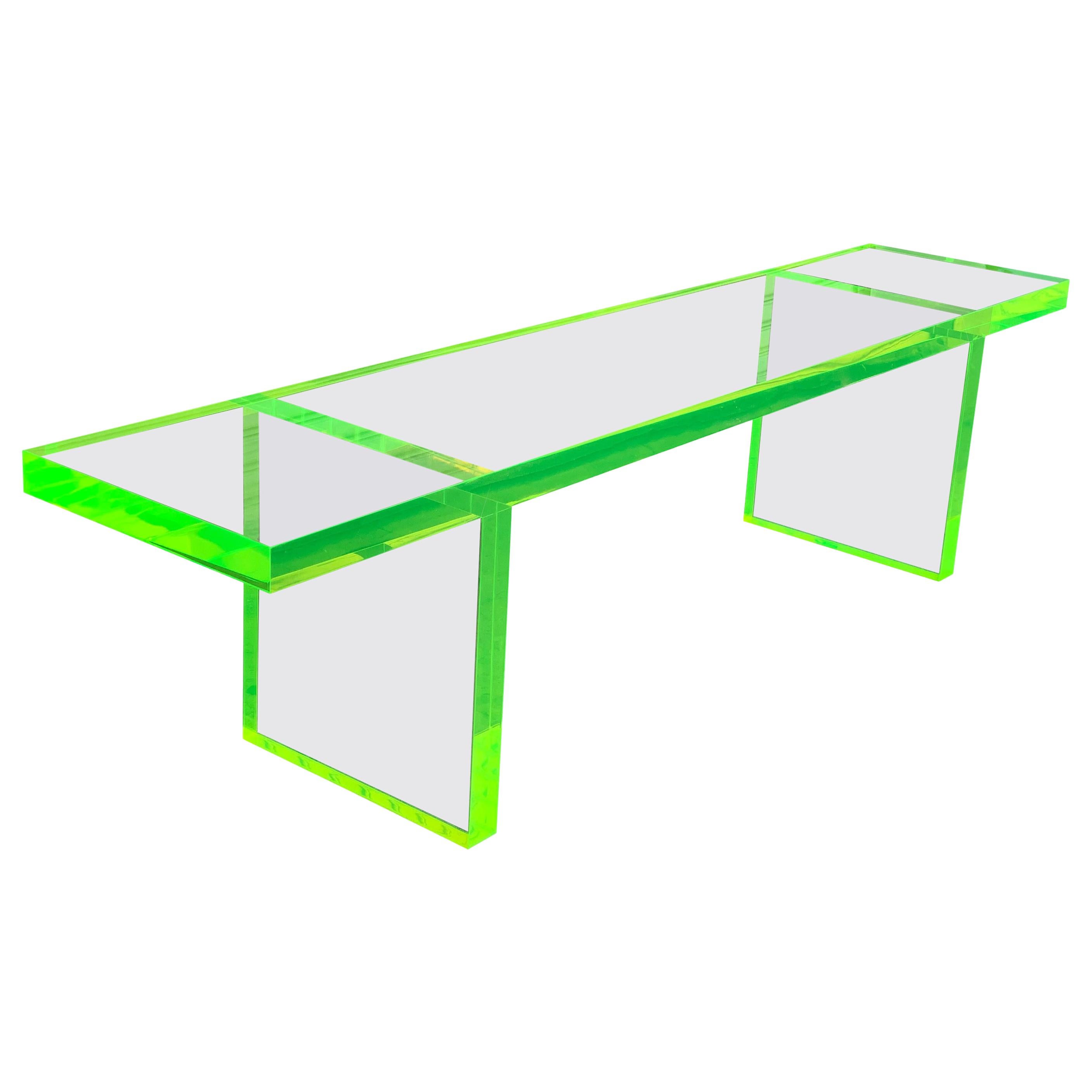 Custom Lime Green Lucite Bench by Amparo Calderon Tapia For Sale