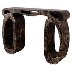 Custom Limited Edition, Emperador Brown Marble Soie Console By Esther Knopfler