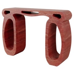 Custom Limited Edition, Travertino Rosso Marble Soie Console By Esther Knopfler