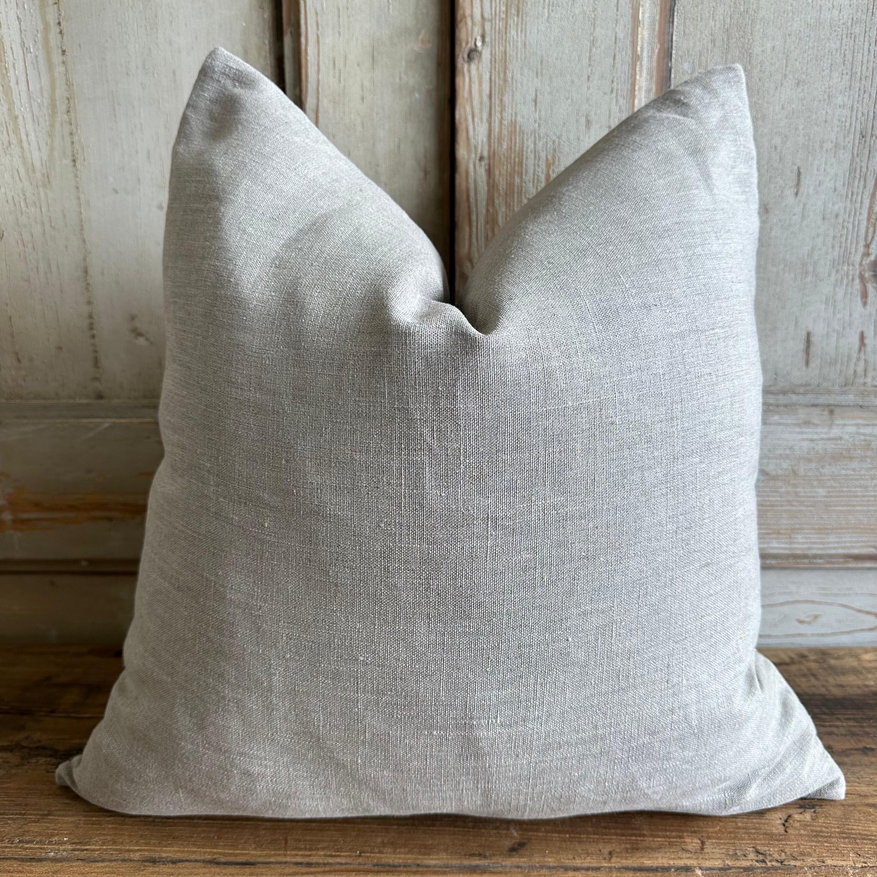 Custom Linen and Cotton Printed Accent Pillow with Down Insert For Sale 1