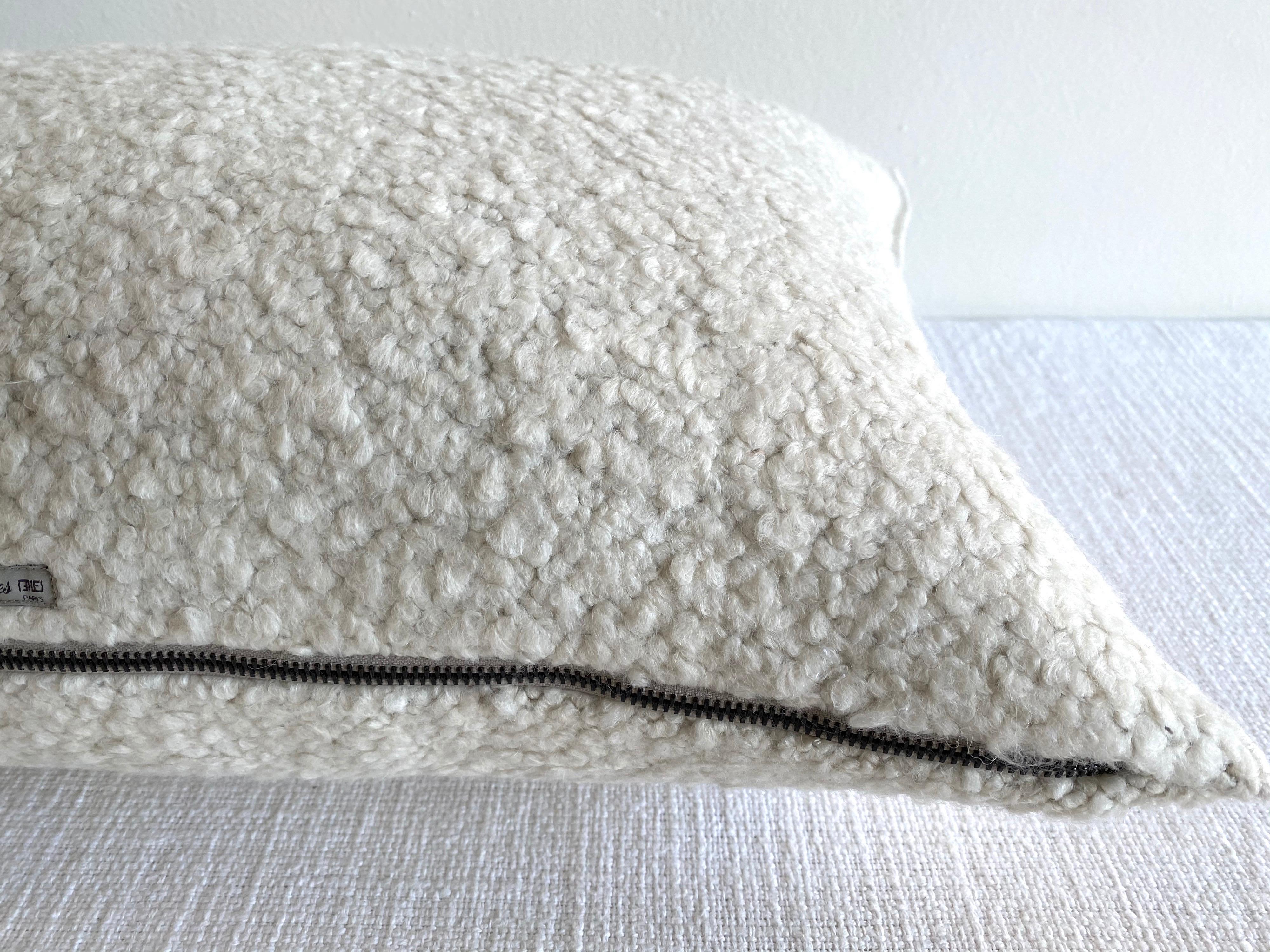 French Custom Linen and Wool Blend Accent Lumbar Pillow For Sale