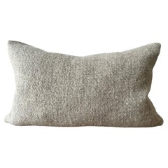 Custom Linen and Wool Lumbar Pillow in Flax with Down Feather Insert