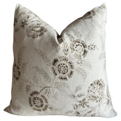 Custom Linen Floral Pillow in Brown Tones Includes Down Insert
