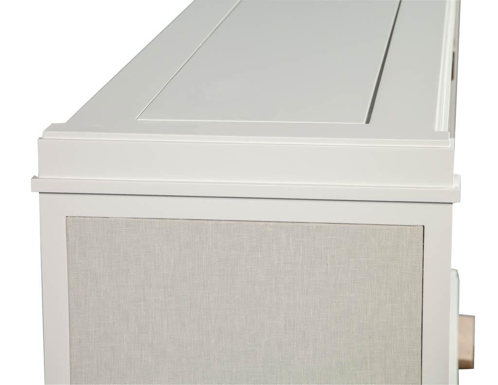 Modern Custom Linen Front TV Cabinet with Built in Lift