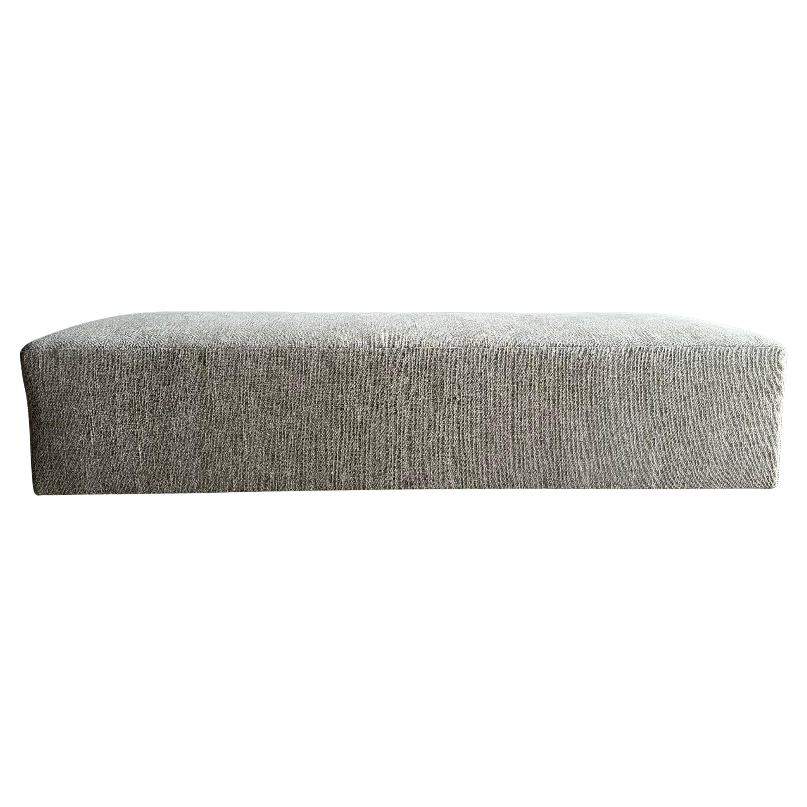Custom Linen Ottoman with Waterfall Table For Sale 6