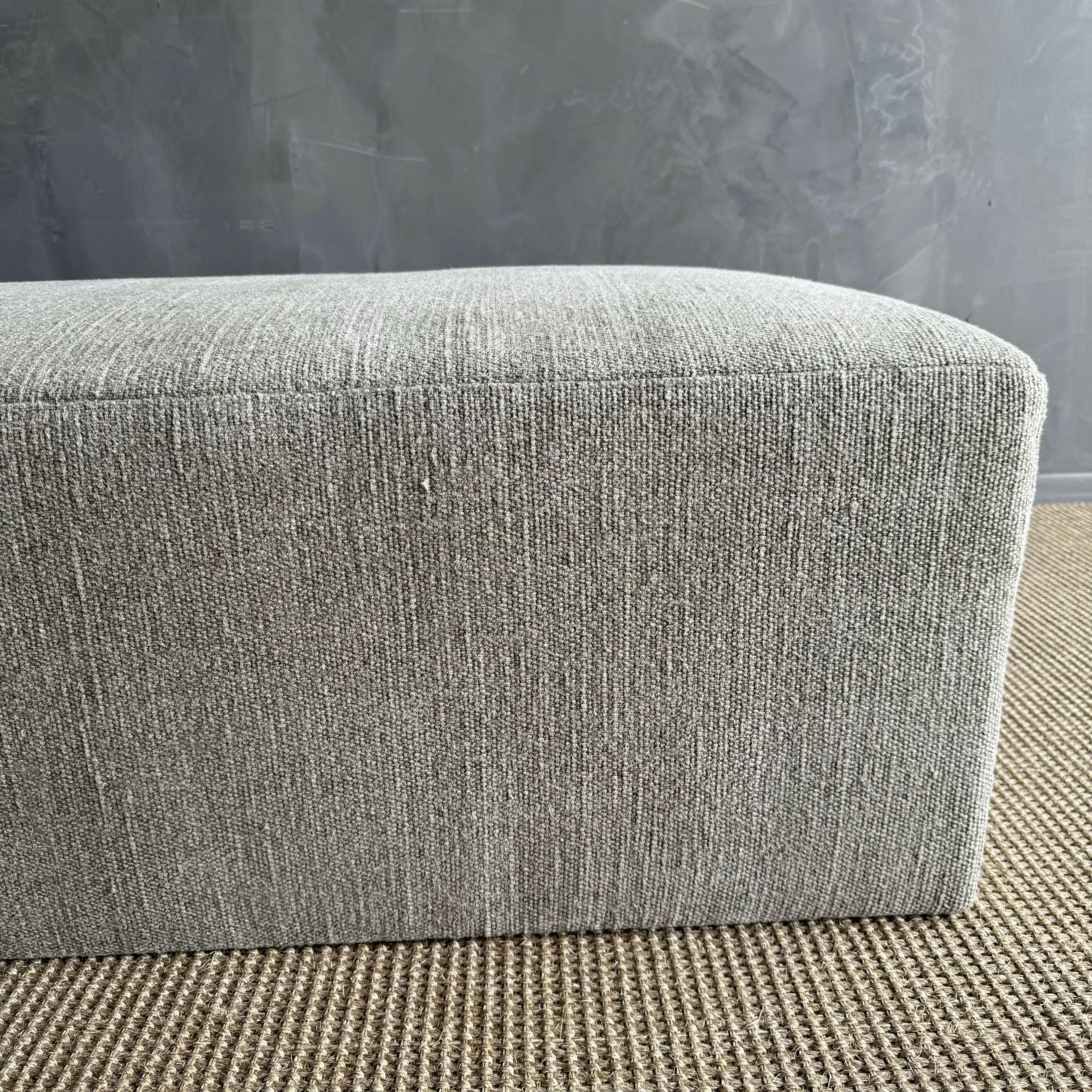 Custom Linen Ottoman with Waterfall Table In New Condition For Sale In Old Town Orange, CA
