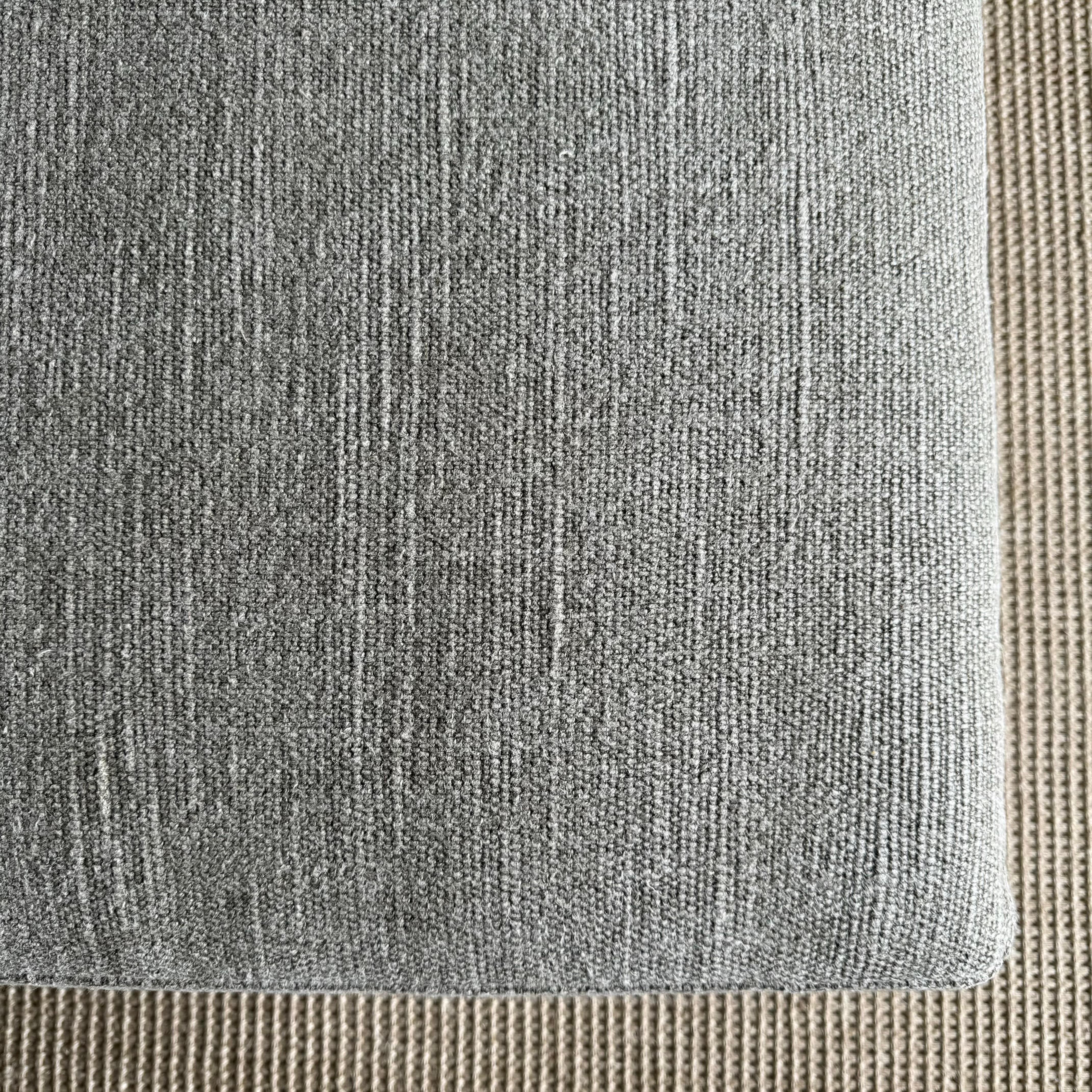 Contemporary Custom Linen Ottoman with Waterfall Table For Sale