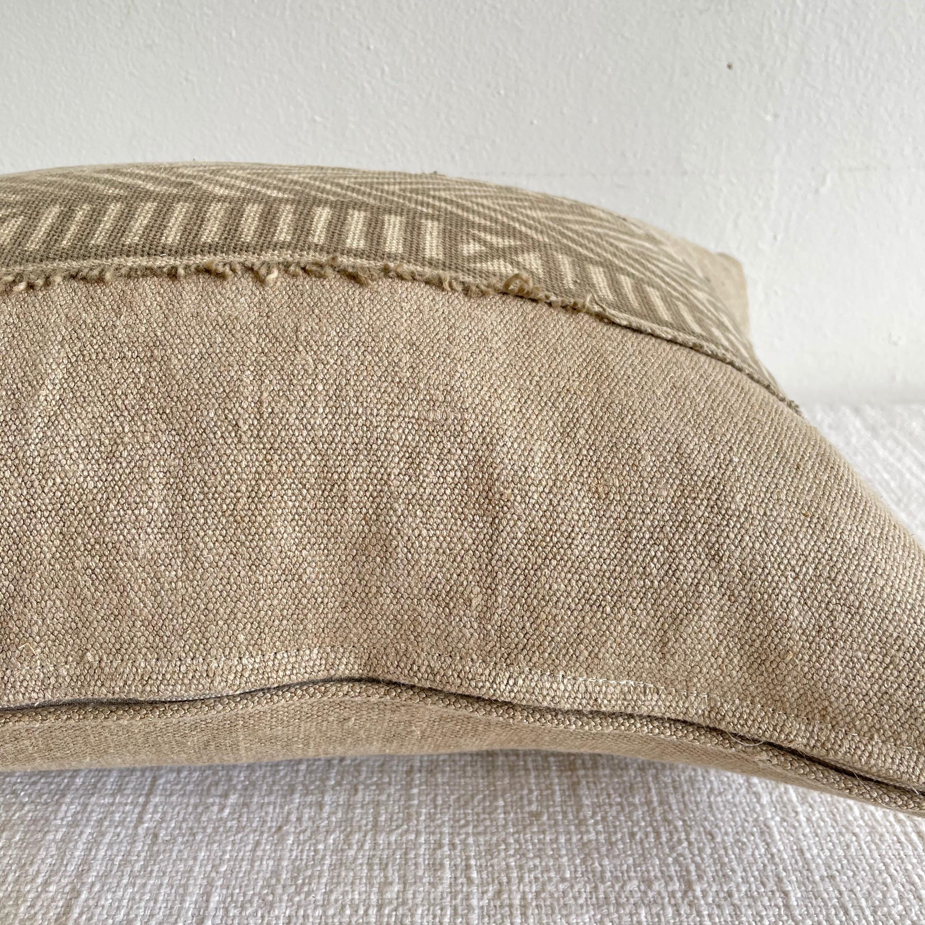 Custom Linen Pillow with Vintage Batik Trim 1