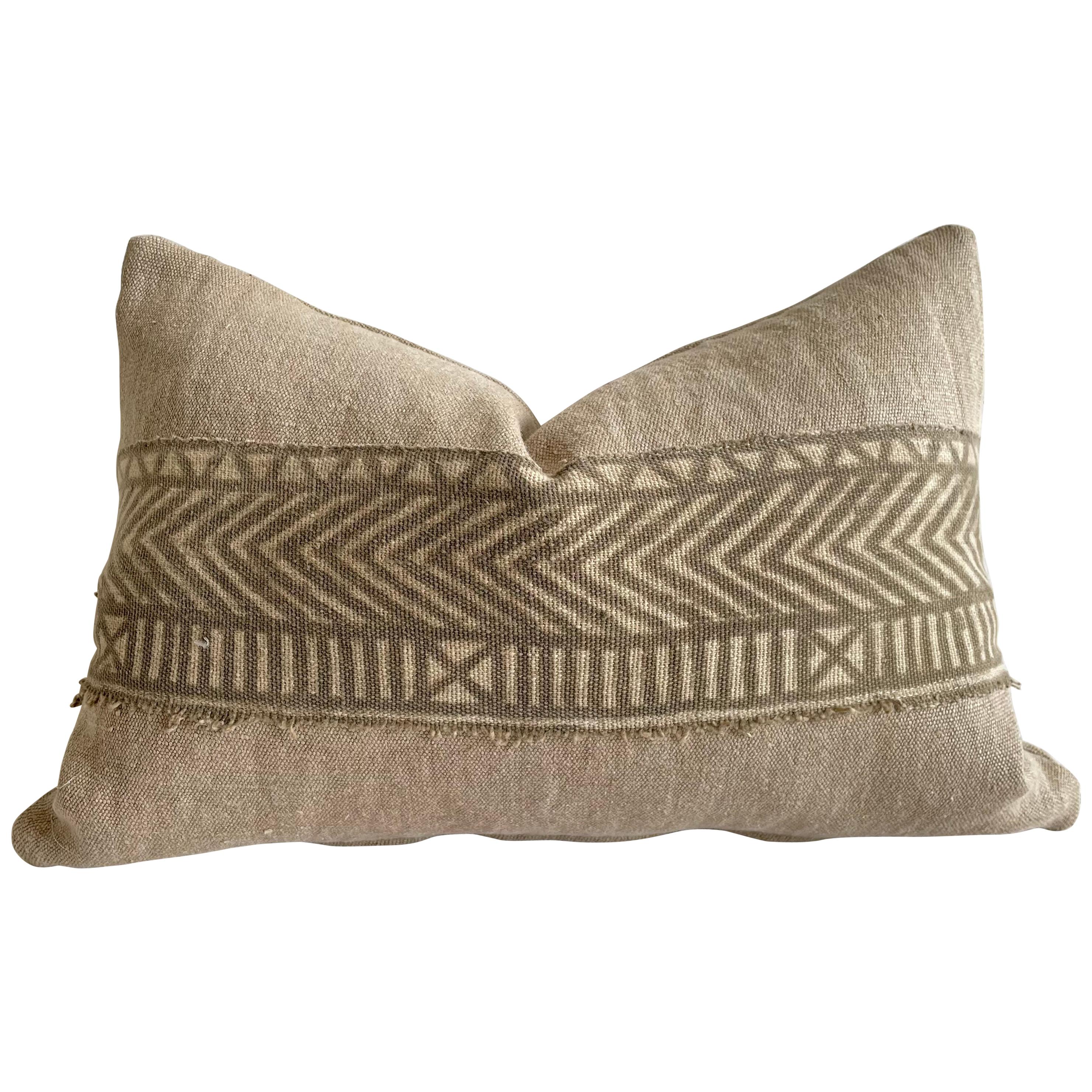 Custom Linen Pillow with Vintage Batik Trim
