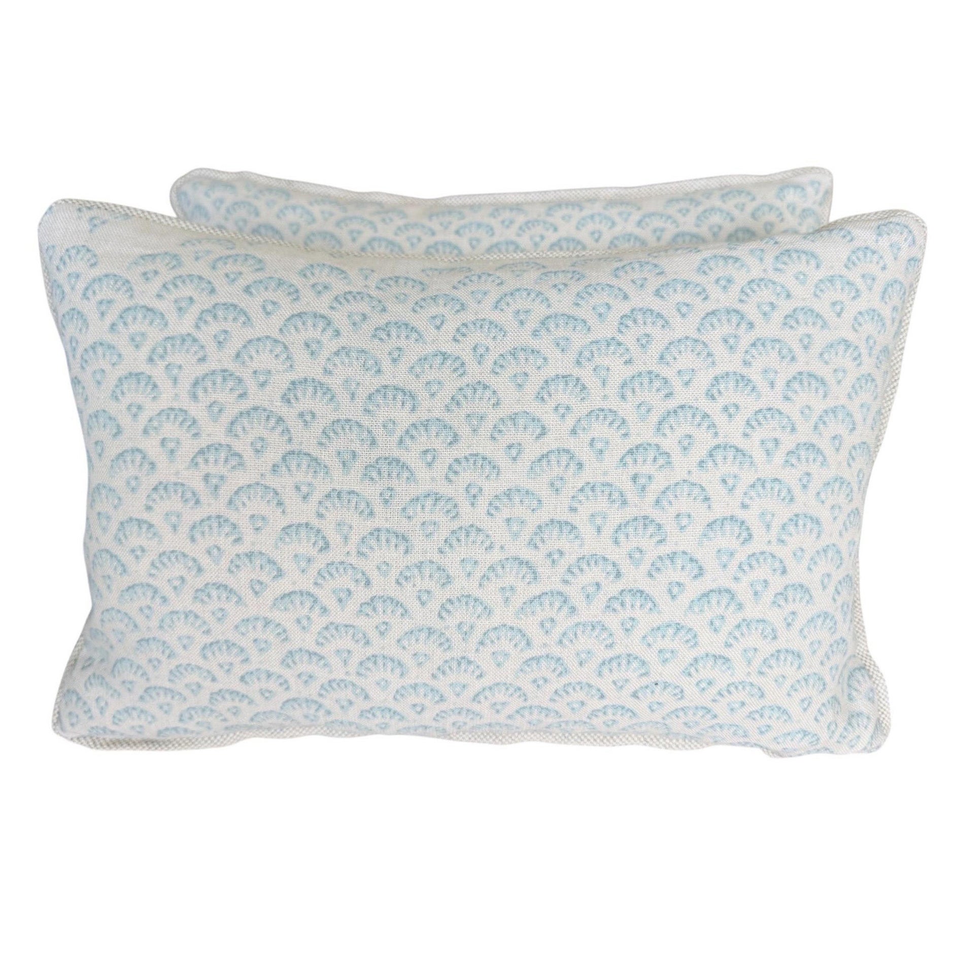 Custom Linen Pillows with Down Inserts, Coastal Shell Design