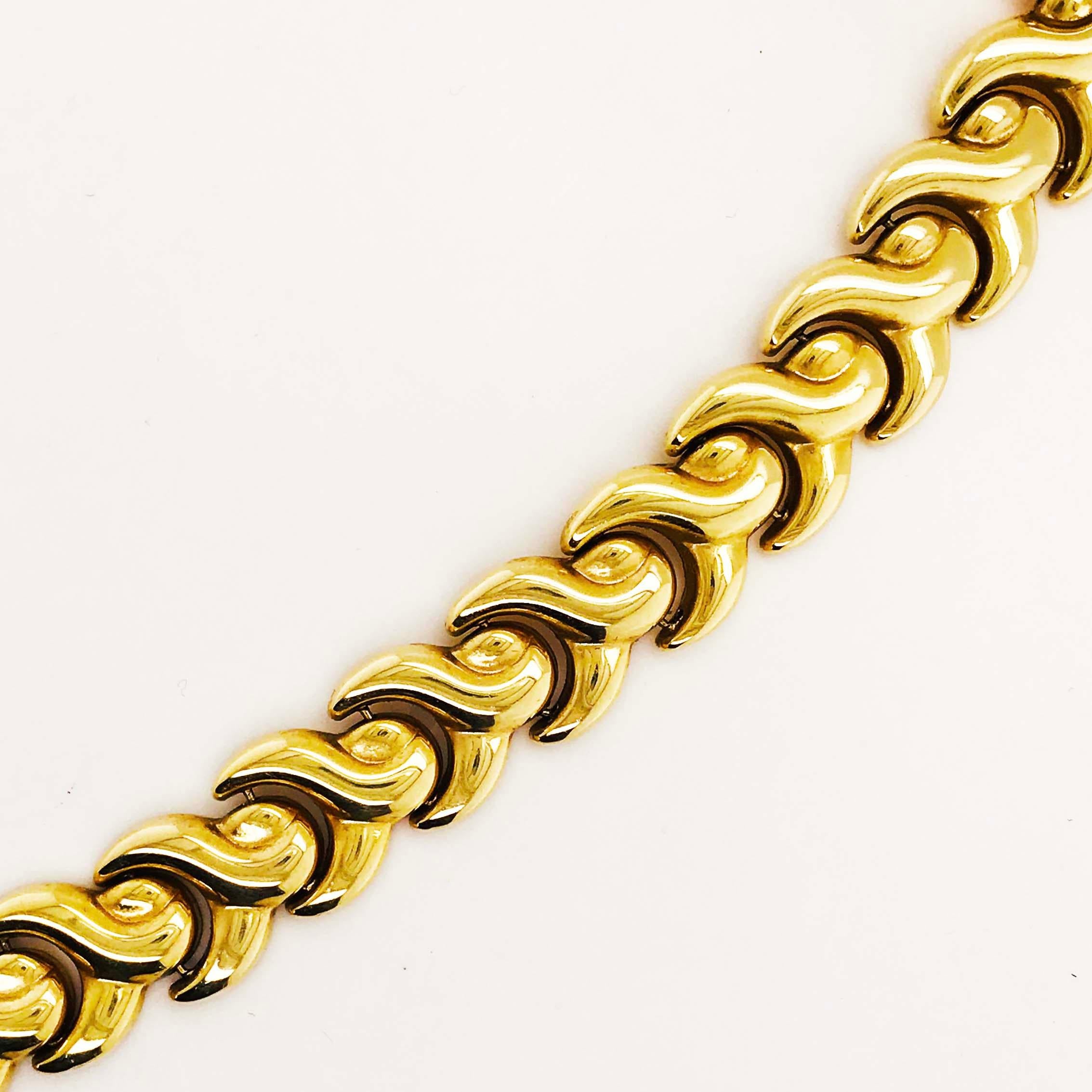 Women's Custom Link Choker Necklace in 14 Karat Yellow Gold, Italian Made Chain Necklace