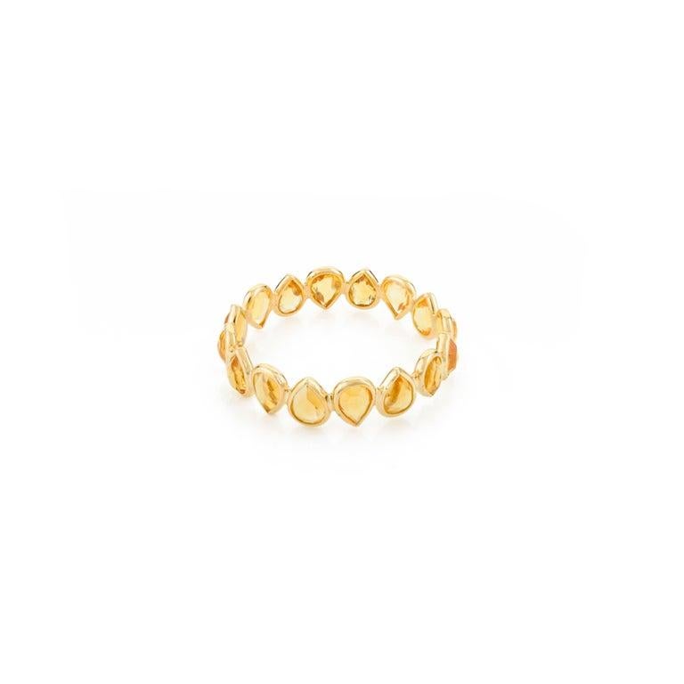 Material - 18k Solid Yellow Gold
Gemstone - Citrine 
Gemstone Weight - 2.28 cts
Gemstone pcs - 16
Gemstone shape - Pear
Gross Weight - 1.34 Grams
Setting - Bezel setting
Shank Width - 5 mm