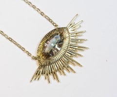 Custom Listing for Susan*** Oregon Sunstone Evil Eye 9K Gold Pendant Necklace