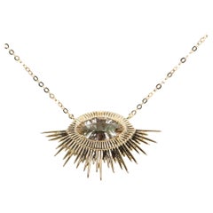 Custom Listing for Susan*** Oregon Sunstone Evil Eye 9K Gold Pendant Necklace