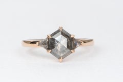 Custom Listing for William*** Hexagon Salt and Pepper Diamond Engagement Ring