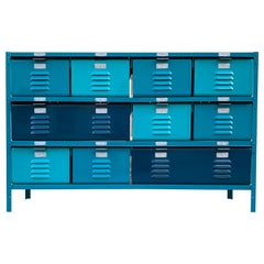 Custom Locker Basket Unit with Baskets in Shades of Teal