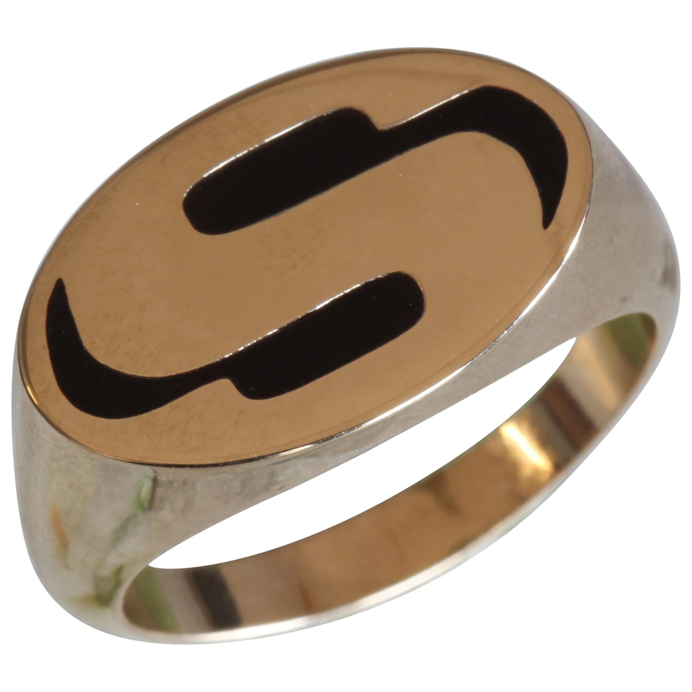 Custom Logo Solid 10K Gold Mens Signet Ring, Choose your , Initials, Monogram For Sale