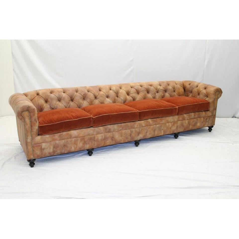 American Custom Long Chesterfield Sofa For Sale