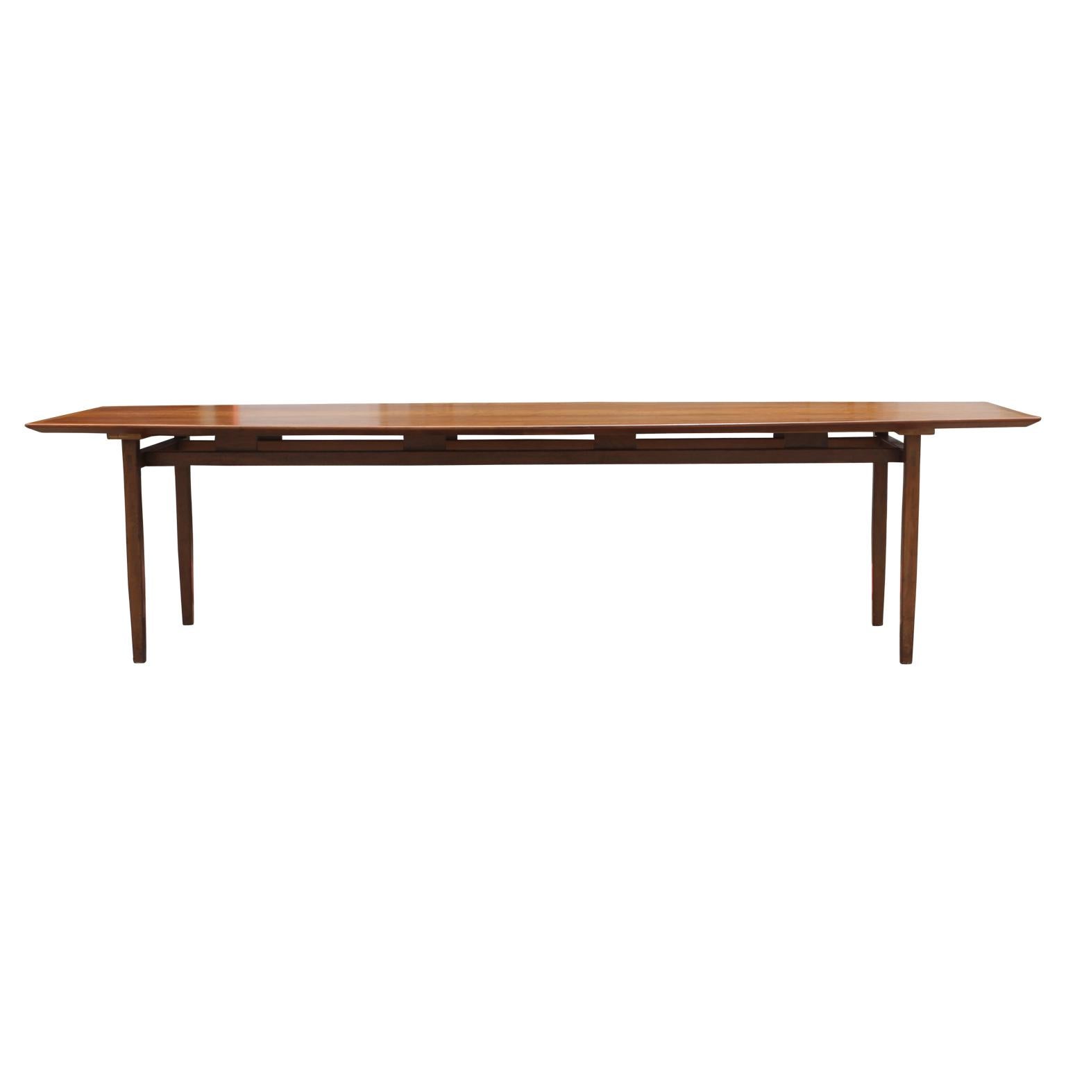 Mid-Century Modern Custom Long Walnut Dining Conference Table Designed by Florence Knoll