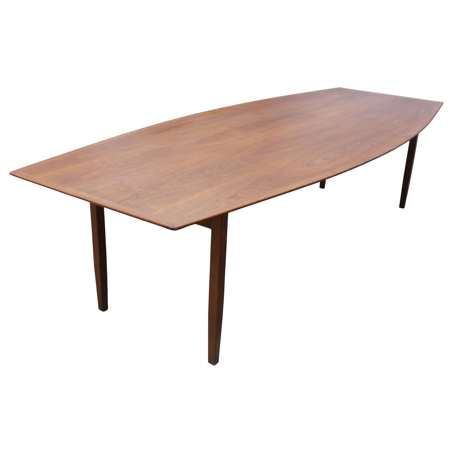 American Custom Long Walnut Dining Conference Table Designed by Florence Knoll