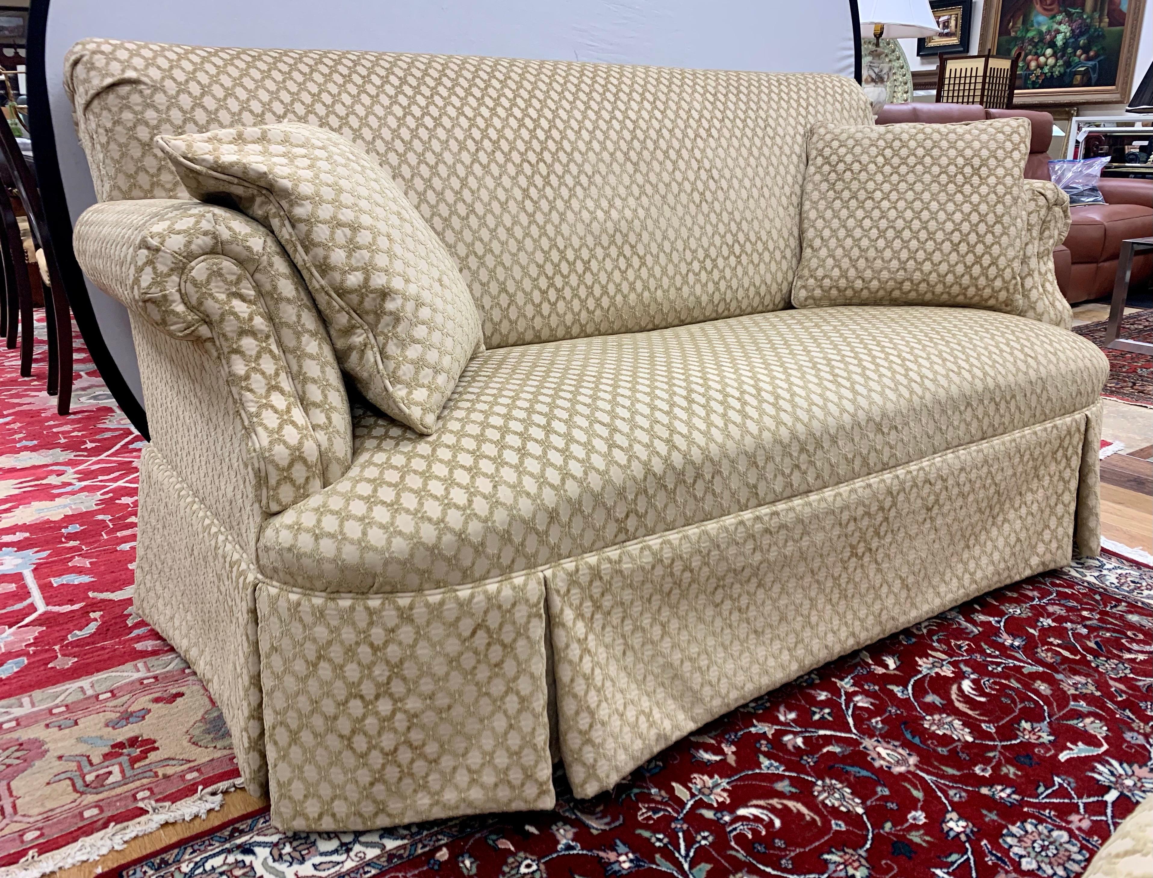 Custom Loveseat Sofa with Raised Trellis Kravet Fabric 7
