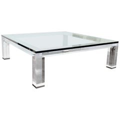 Custom Lucite and Glass Coffee Table
