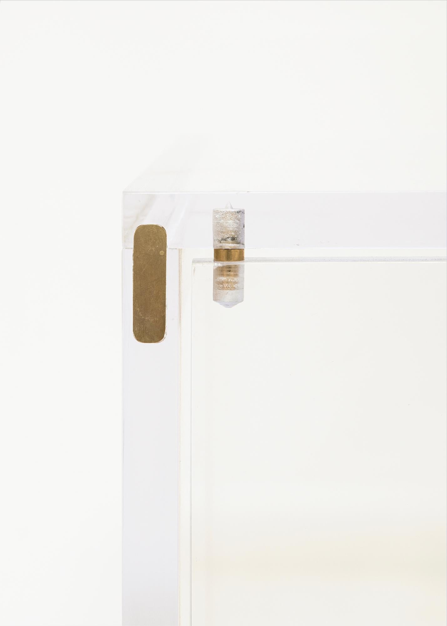 Custom Lucite Cabinet with Brass Shelves 7